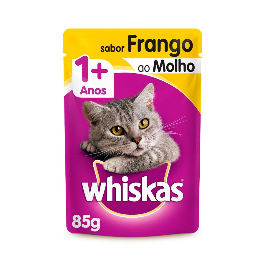 Ração Úmida Whiskas Sachê Gatos Adultos Frango ao Molho 85g - Pets