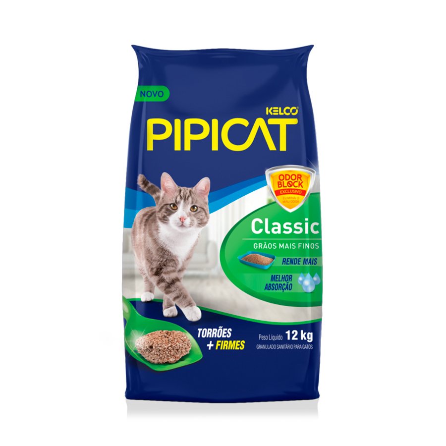 Areia Higiênica Pipicat Classic para Gatos 12kg
