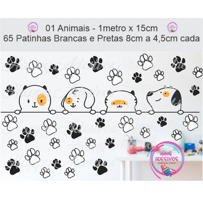 Adesivo Vitrine Pet Cachorro Gato Petshop Patinhas pegada Pet Adesivo Para vidro Porta Janela Decoração