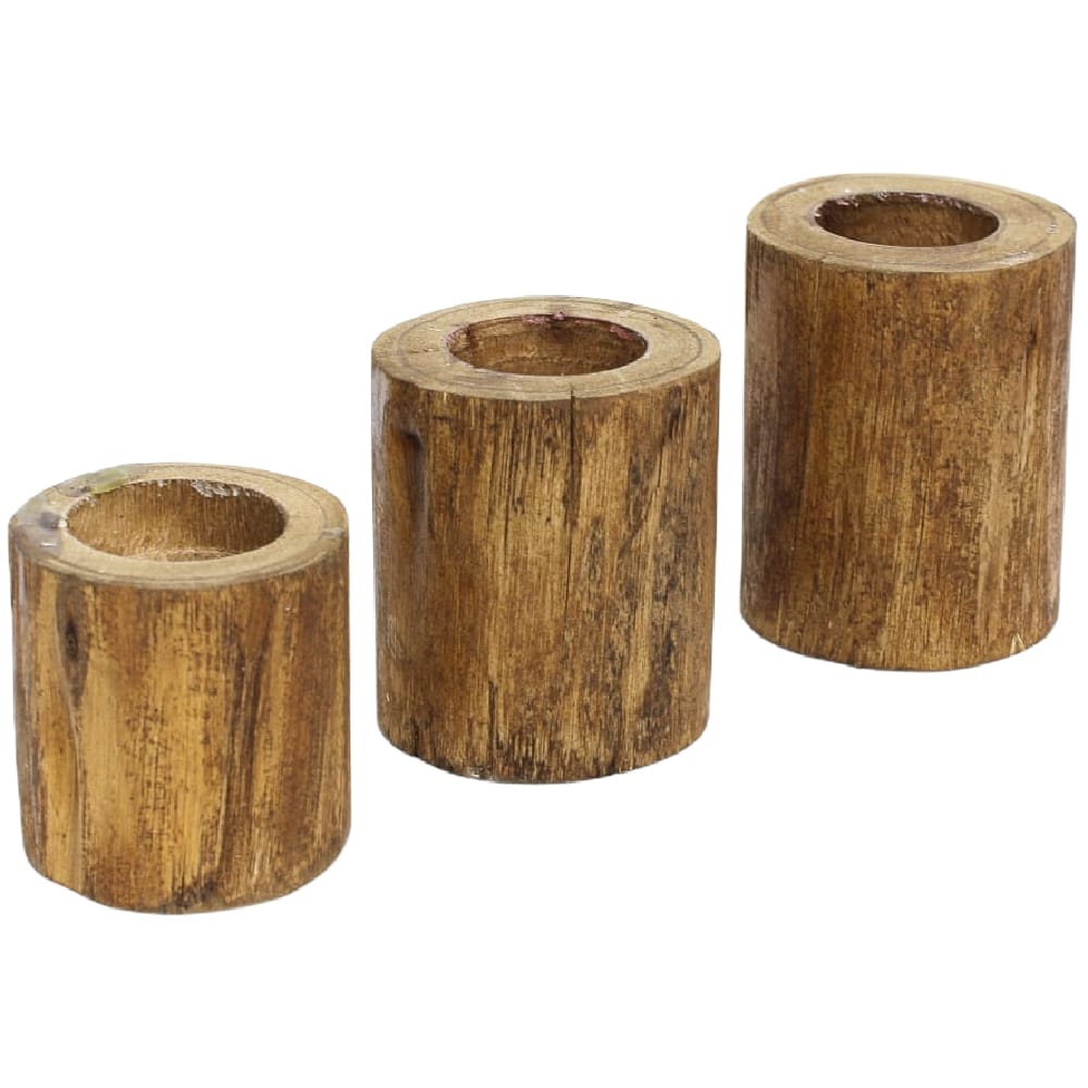 Enfeite Decorativo Trio de Castiçal Vela Rústico para Decoração