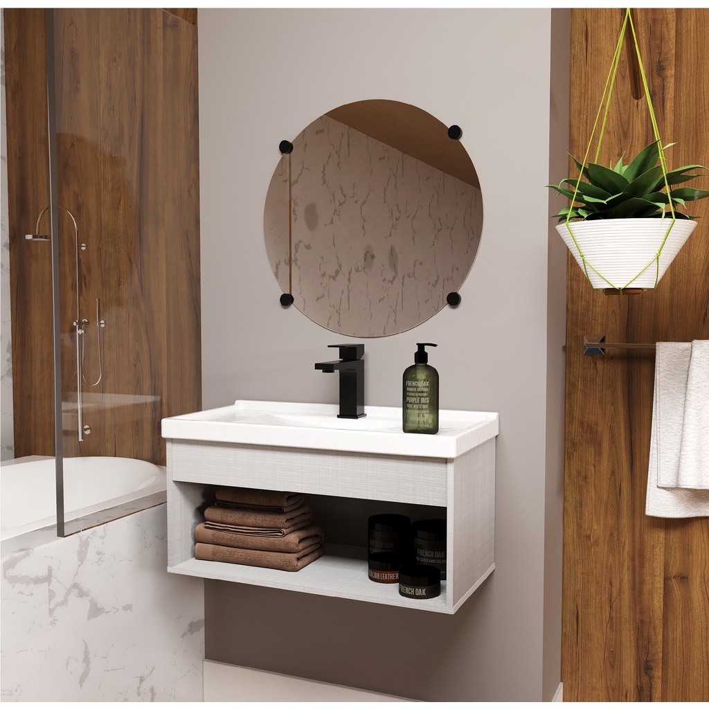 Gabinete Banheiro Armario Cuba Pia 100% Mdf - Livorno 60 cm em Oferta na Shopee