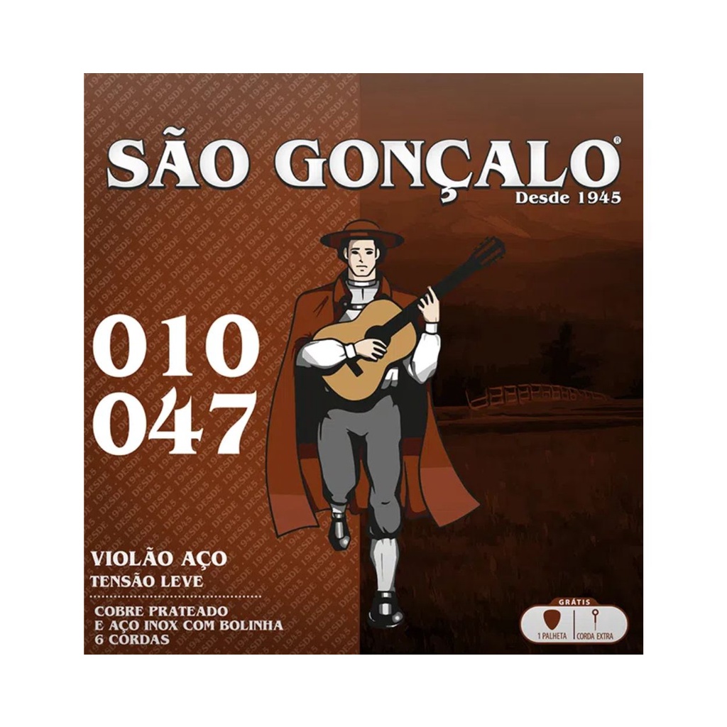 Encordoamento São Gonçalo Violão Aço Prata com Bolinha 0.10 - Tensão Leve - IZ 11038 em Oferta na Shopee