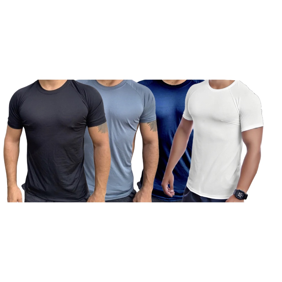 Camisetas Masculinas Esportivas Poliéster Lisa Academia Treino em Oferta na Shopee