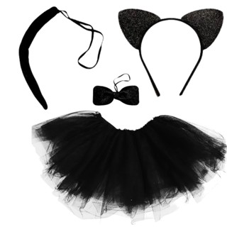 Kit Fantasia Gatinha Sensual Acessórios Enfeite Festa Carnaval Halloween