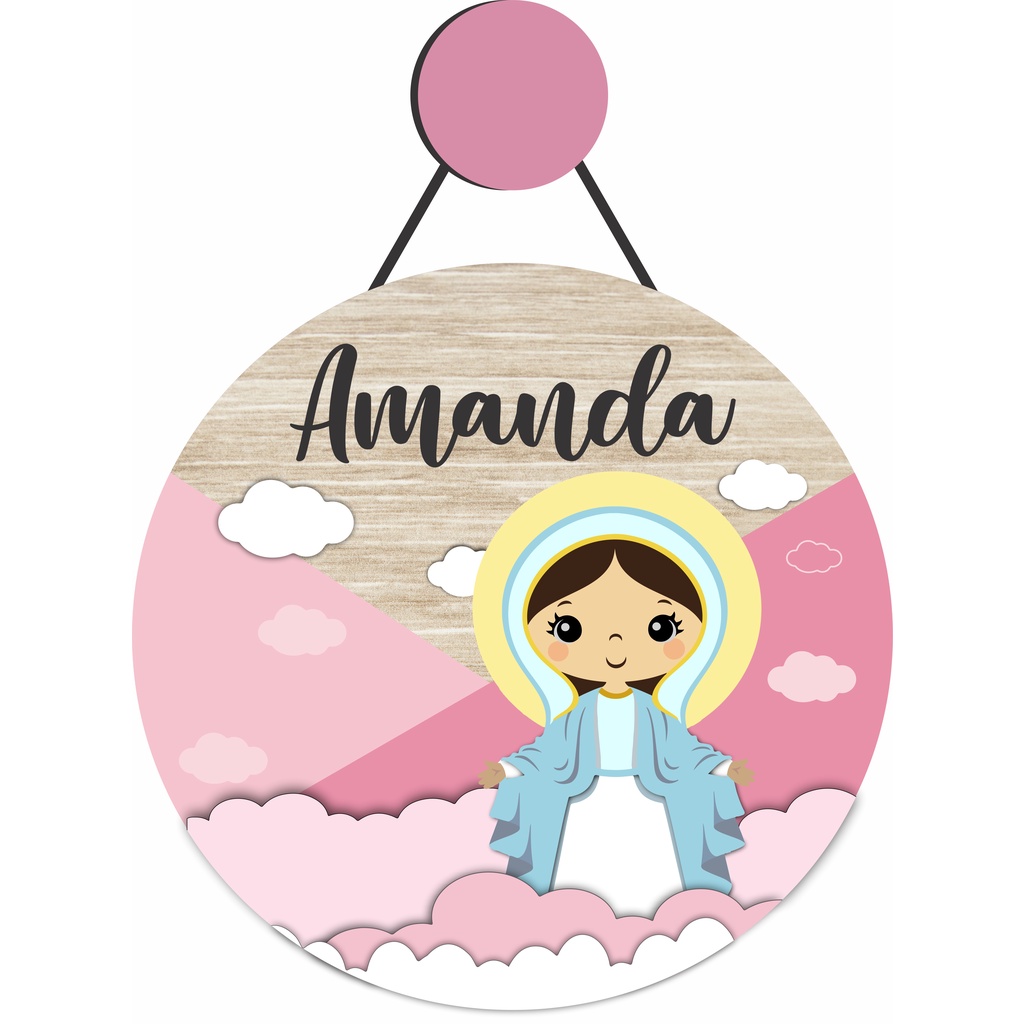 Enfeite Porta Maternidade Nossa Senhora - Nome personalizado - Decoração para quarto! GUIRLANDA.