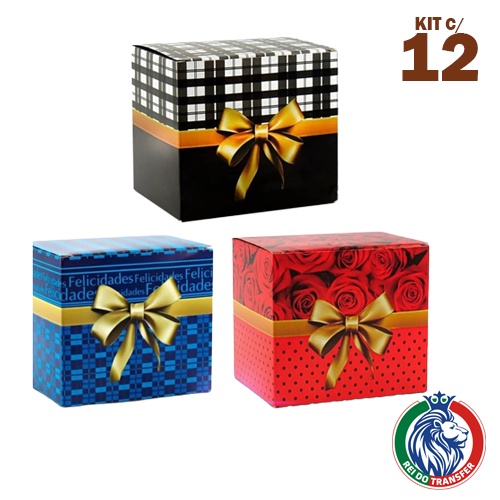 Caixinha de Papelão Xadrez Preta para Caneca - c/12 em Oferta na Shopee