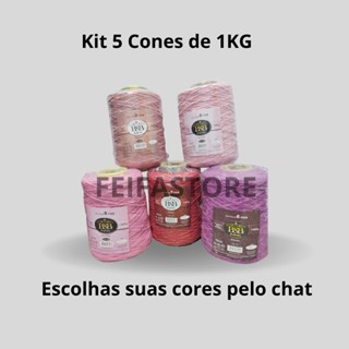 KIT 5 Barbantes B&B 1KG / 6 ou 8 Fios - Escolha suas Cores