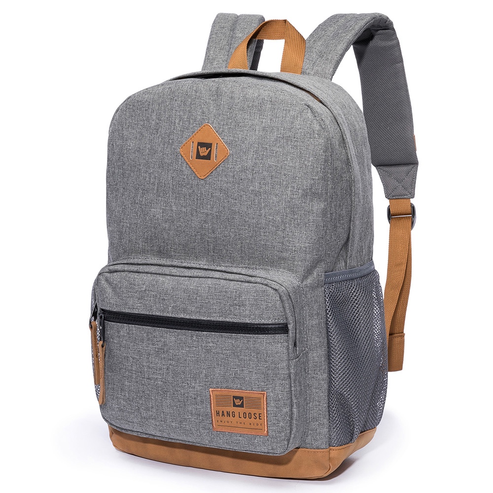 Mochila Hang Loose Cinza Moda Casual Unissex Escolar