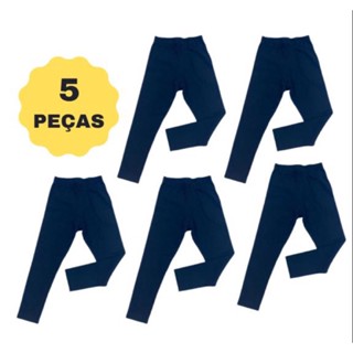 Kit 5 Calça Leg Legging Uniforme Azul Marinho Escolar infantil/juvenil 1 a 16