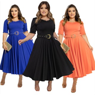 Vestido Mide Gode Com Cinto Manga Princesa Moda Evangélica