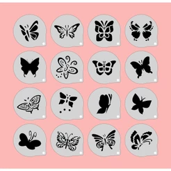 Stencil Borboletas Kit 16 Moldes 7x7cm