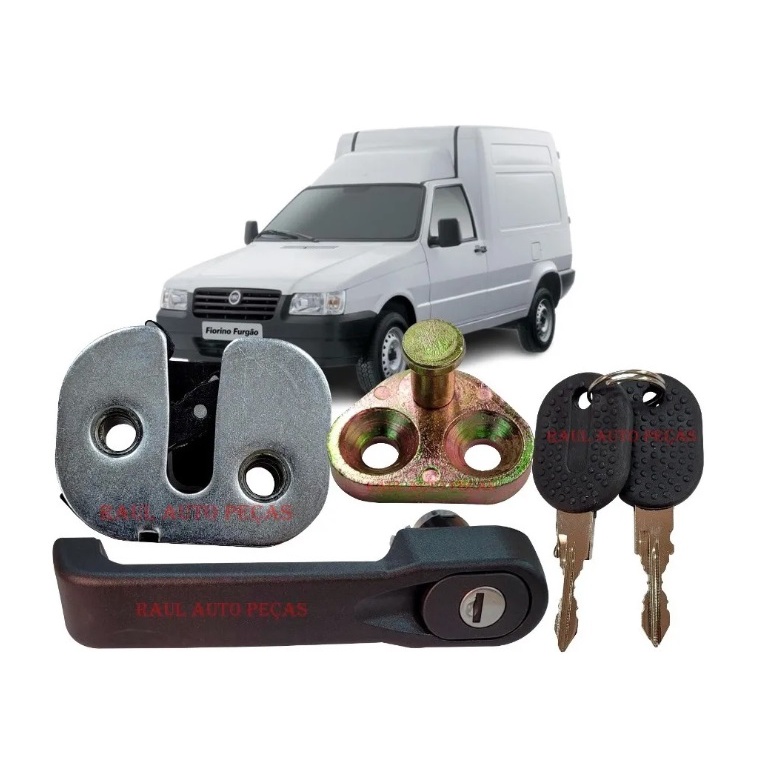 Kit de Tranca + Batente + Maçaneta Externa com Chave da Porta Dianteira Lado Direito ( carona ) Fiat Fiorino G1 Modelos de 1985 até 2013