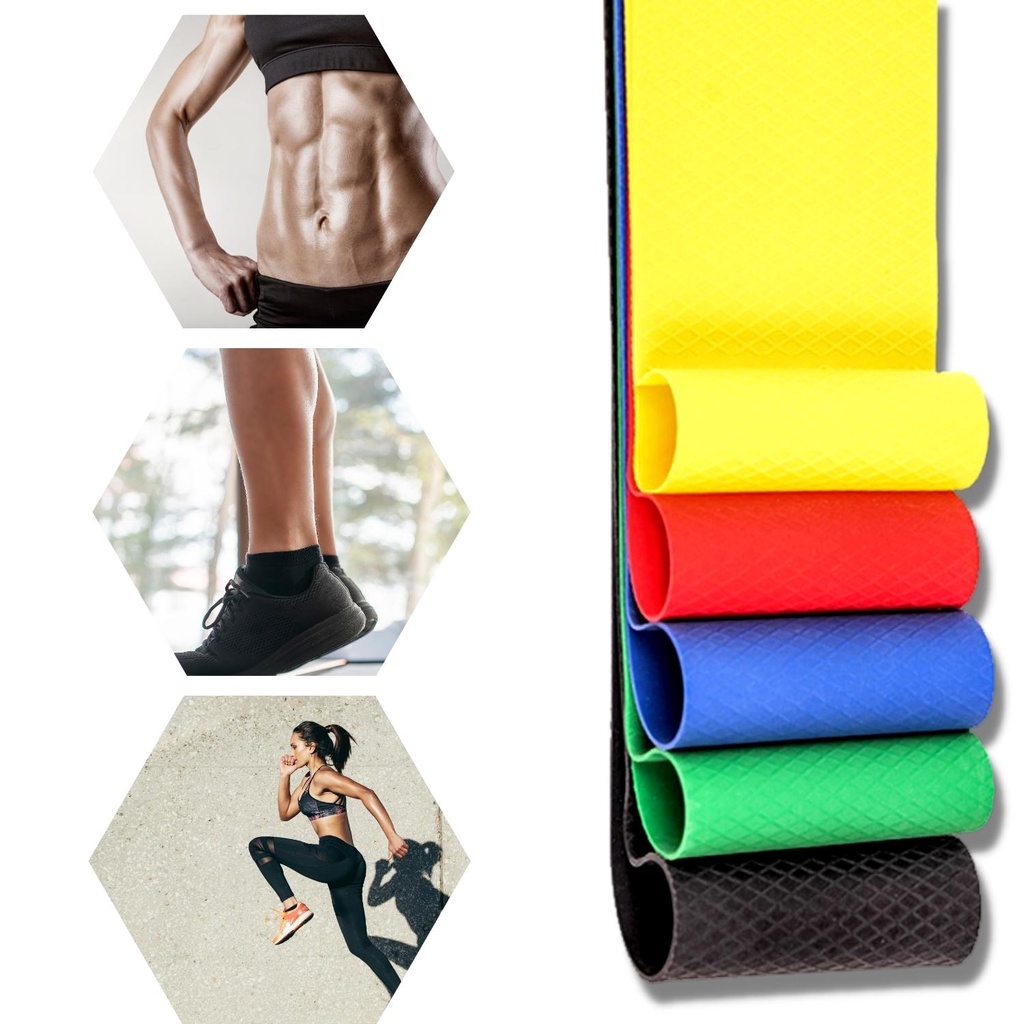 Kit 5 Faixas Elásticas Com 5 Níveis Fisioterapia Exercício Academia Treino Em Casa Fitness