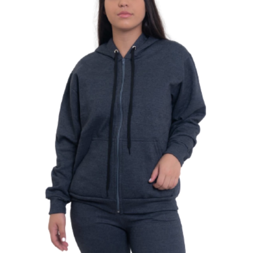 Blusa Moletom Feminina Ziper Canguru Blusa de Frio Casaco Blusão