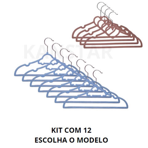 12 Cabides De Veludo Coracao Ultra Fino Infantil