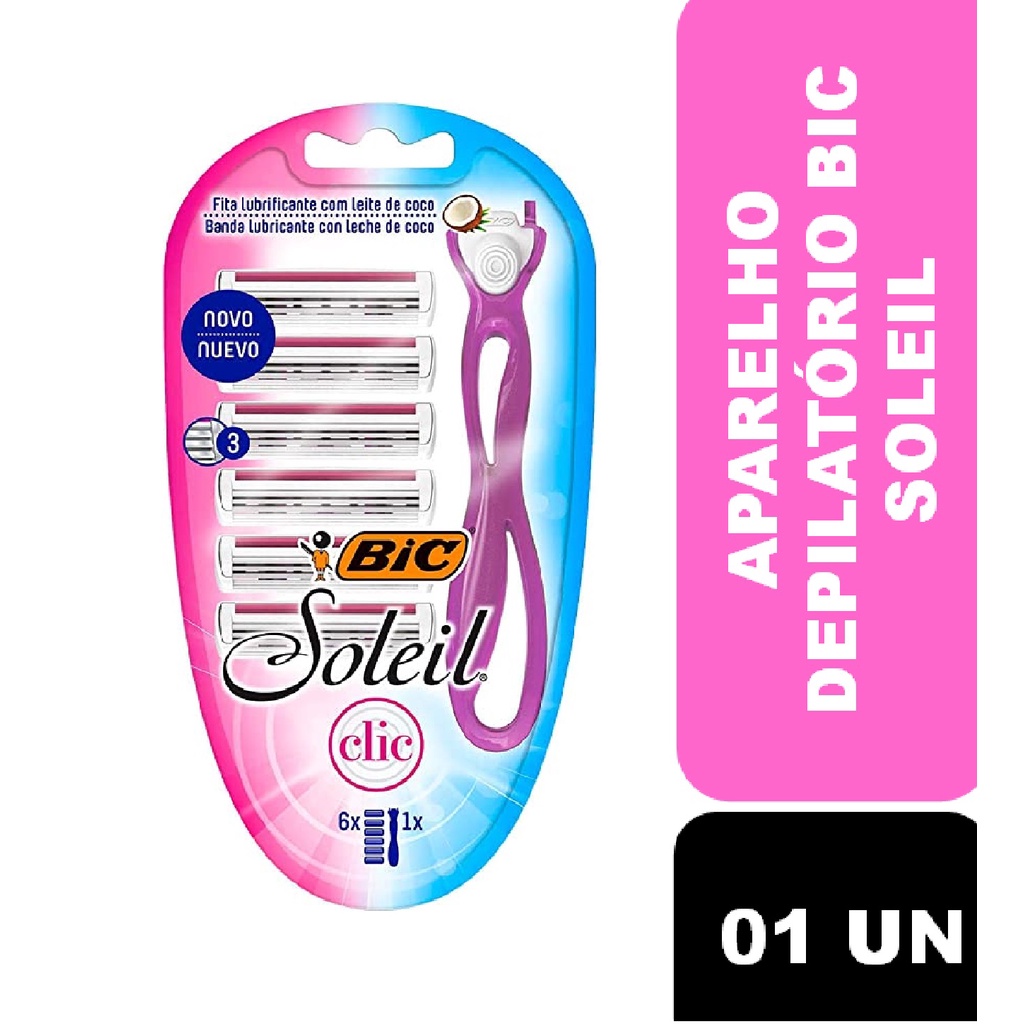 Aparelho de Depilar BIC Soleil Clic 3 Lâminas + 6 Cargas em Oferta na Shopee