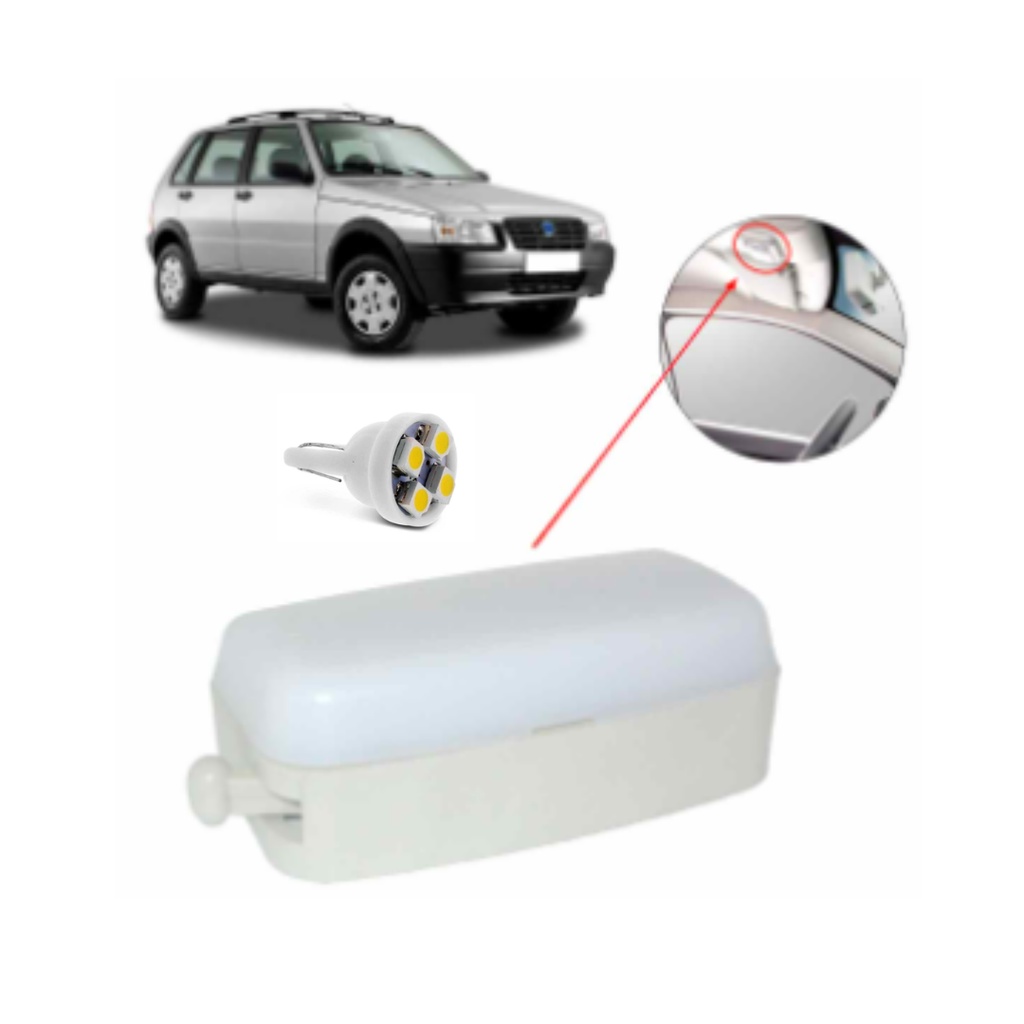 Lanterna Luz Cortesia Teto Fiat Uno Fiorino + Lampada Led 2005 2006 2007 2008 em Oferta na Shopee