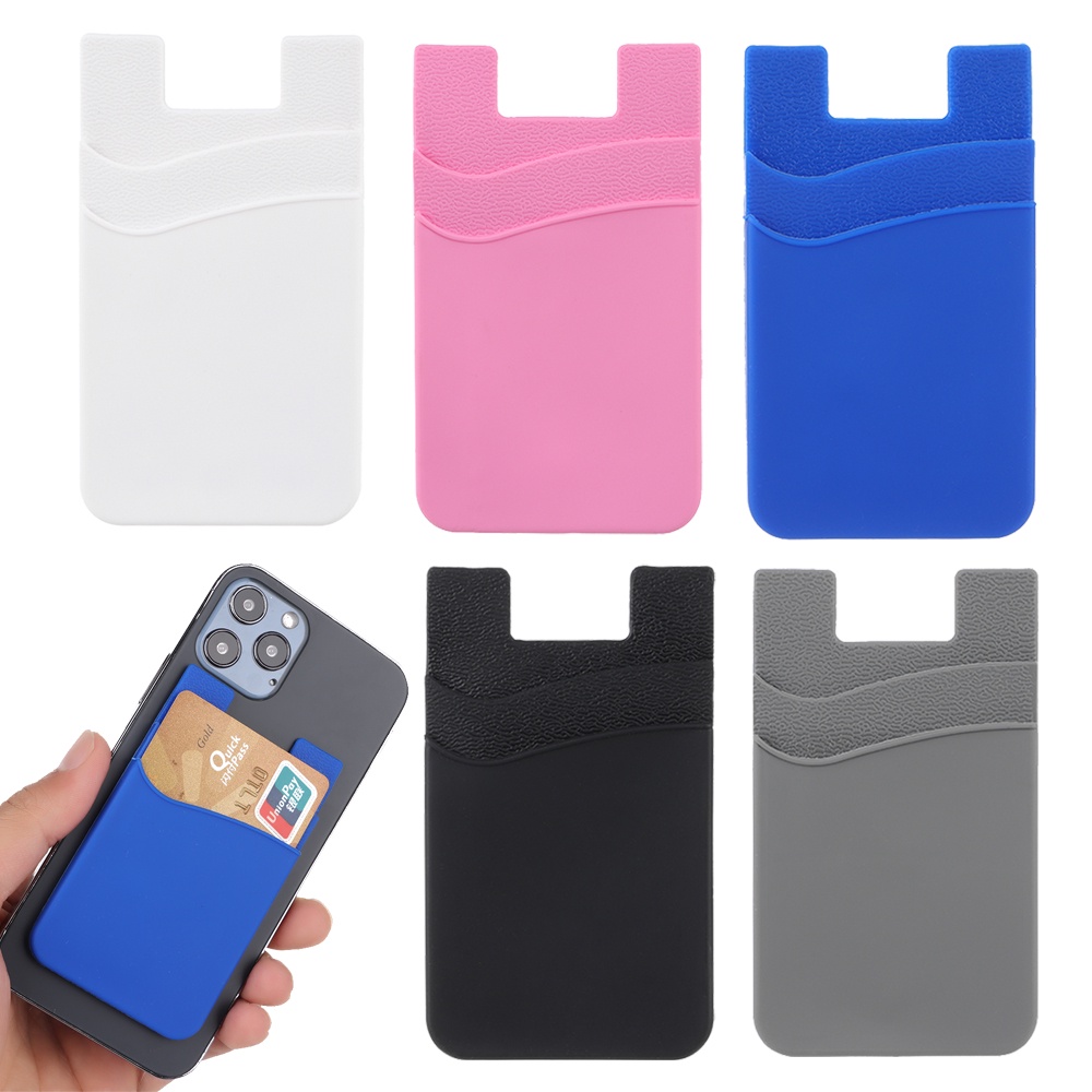 Porta Cartões Adesivo Silicone Universal para Celular iPhone/Samsung/Motorola/Xiaomi Manga Dupla De Telefone