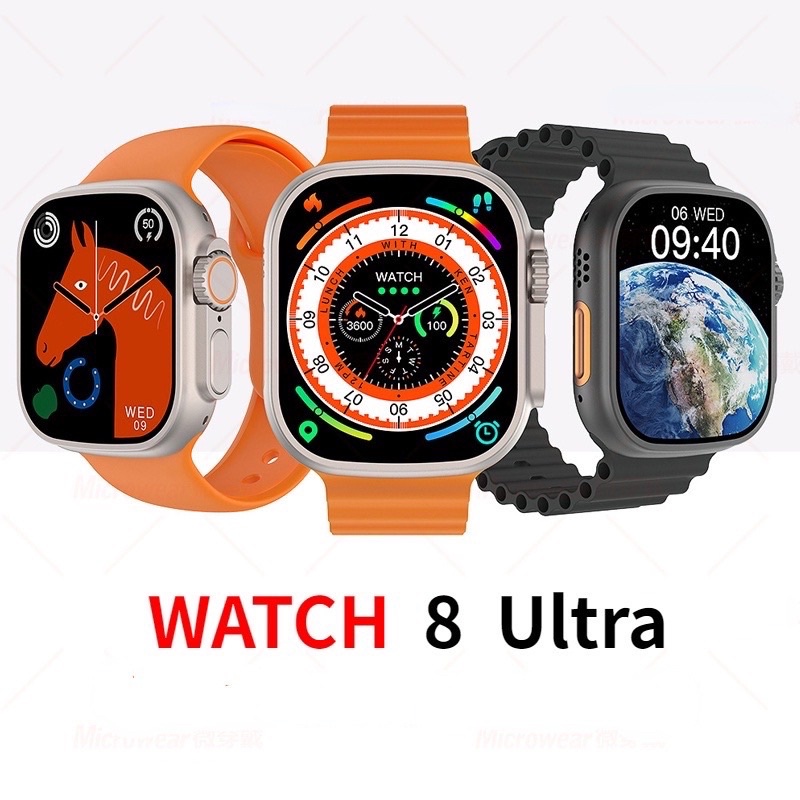 Mais Recente IWO Série 8 Smart Watch T800 Ultra 1.99 Polegadas Carregamento Sem Fio Bluetooth Chamada IP68 Relógio De Frequência Cardíaca Esportiva Homens Mulheres Para Android Ios Hw8 Pro Max N8