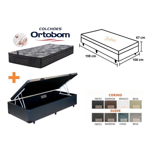 Cama Box Baú Solteiro King Especial C/ Colchão Ortobom