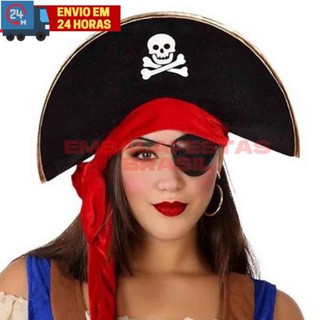 Chapéu de Pirata Luxo Veludo Para Carnaval Cosplay Festa e Eventos