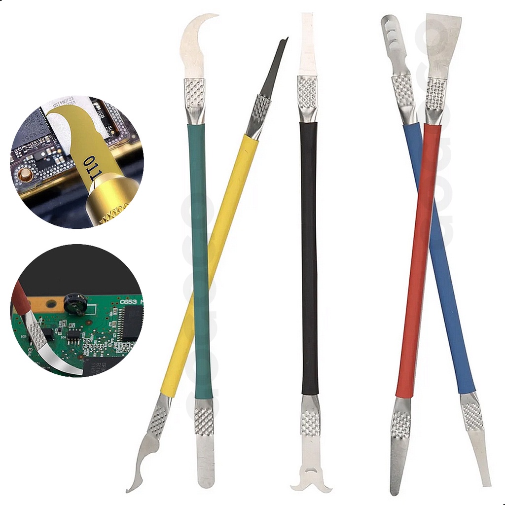 Kit 5 Espátulas Precisão Flexíveis Remoção Chip aço Inox Smartphone Notebook
