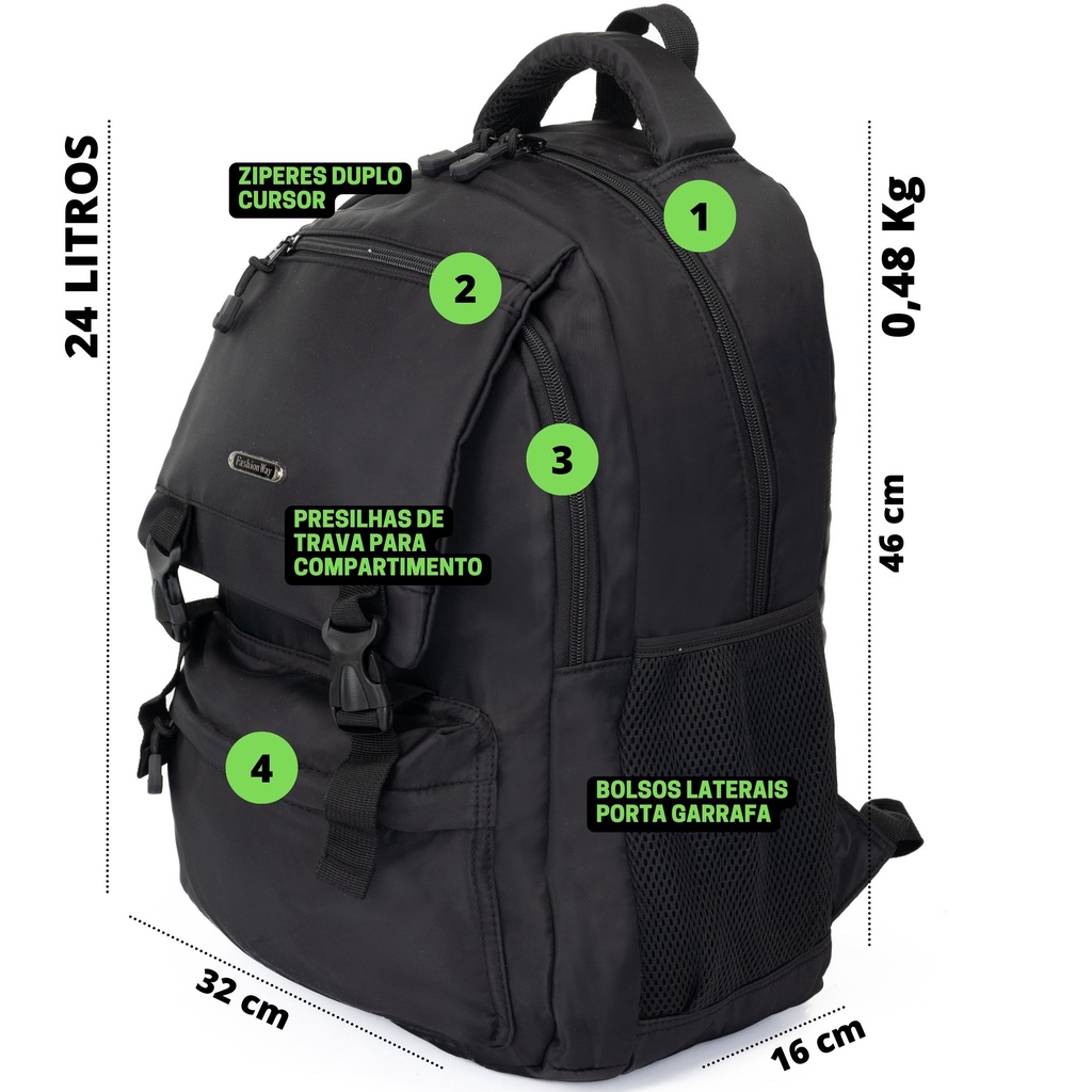 Mochila Feminina Escolar Reforçada para Trabalho Notebook