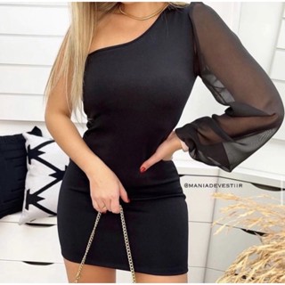 vestido mula manca manga em tule