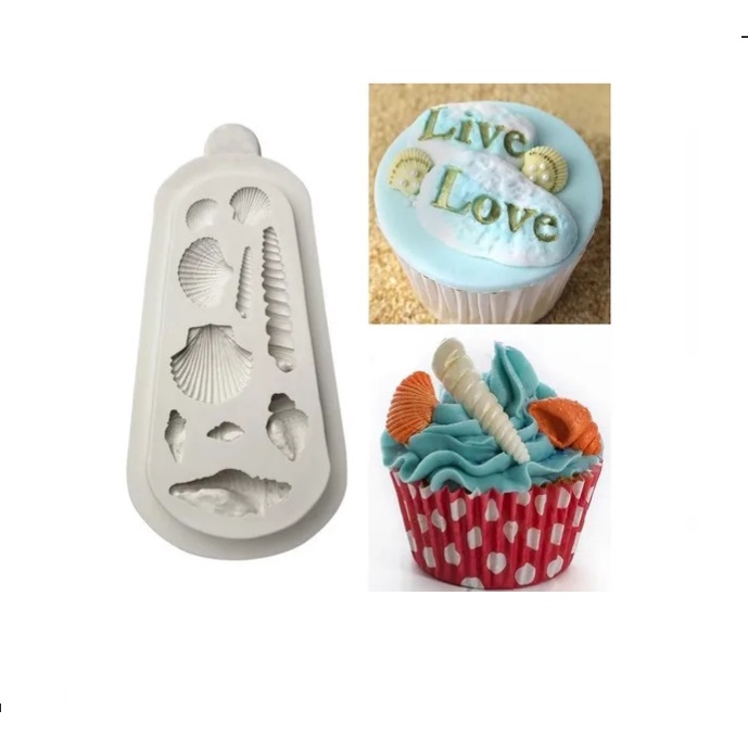 Molde de Silicone Conchas, Búzios - Molde de Silicone Tema Fundo do Mar para Artesanato e Confeitaria