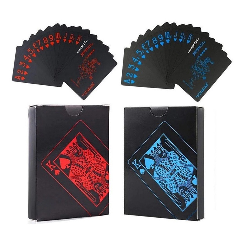 KIT 2 Baralhos Vermelho Azul Black Poker Cartas Jogos Prova D'agua em Oferta na Shopee