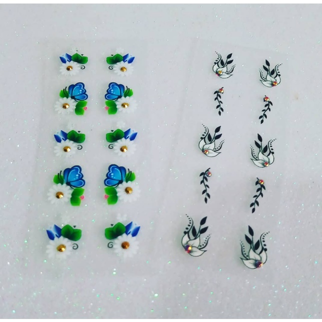 100 Adesivos de Unhas Decoradas Corujinha Floral