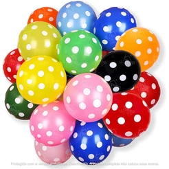 Balão Bexiga Fantasia Poá 9” - 10 Unidades - Balão com Bolinhas para Decoração de Festa