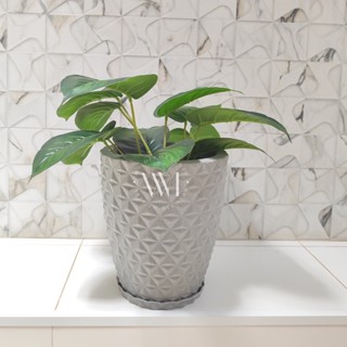 Vaso Planta ou Flor Jardim Polietileno Cone Redondo Diamante 3D Nº2 (26x30) + Prato
