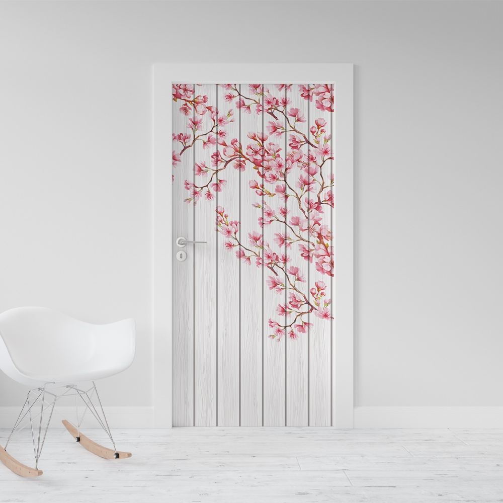 Adesivo Decorativo De Porta Flor de Cerejeira 4