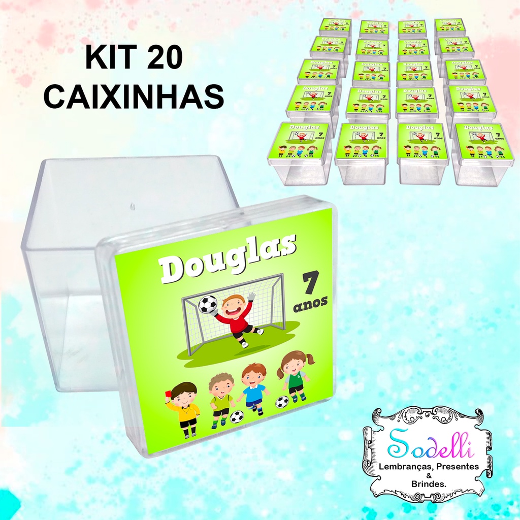 20 Lembrancinhas Futebol - Caixinhas Acrílicas Personalizadas