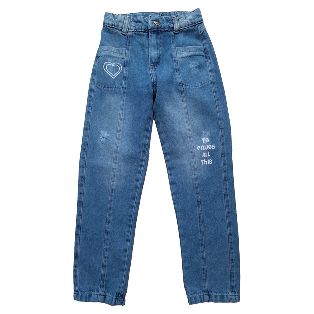 Calça Jeans Juvenil Feminina estampa na frente (R6270)