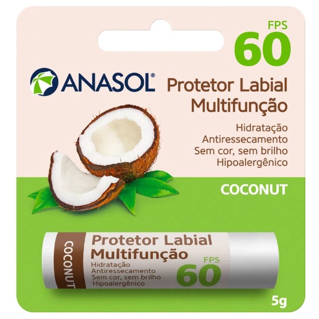 Protetor Solar Labial Vegano Coconut FPS 60 - Anasol