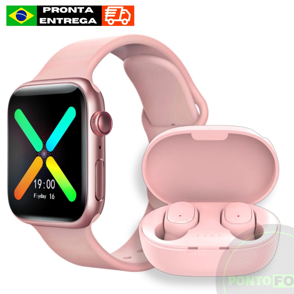 SmartWatch IWO X8 + Fone Sem Fio A6S Kit Relógio e Fone de Ouvido e Whatch 7 / 8 para Android IOS