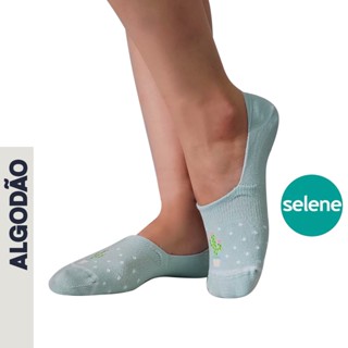 Meia Invisível SELENE com Algodão Curta Qualidade Conforto 34-39 39-43 Feminina Estampada Cactos Fofa