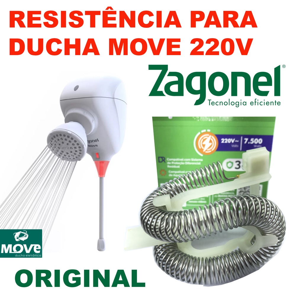 Detalhes do 01 RESISTENCIA 22OV P/ CHUVEIRO MOVE, SUBLIME OU MOMENT 7.500W  ELETRONICO ZAGONEL