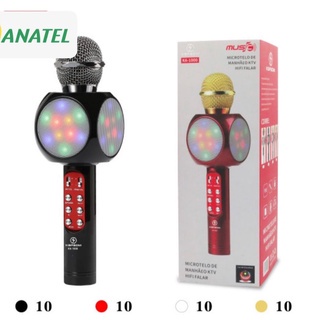 Microfone Bluetooth Karaokê Original Tomate MT-1033 com LED RGB em Oferta na Shopee