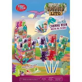 PIRULITO DINO LITO C/ TATUAGEM 24UN X 10G