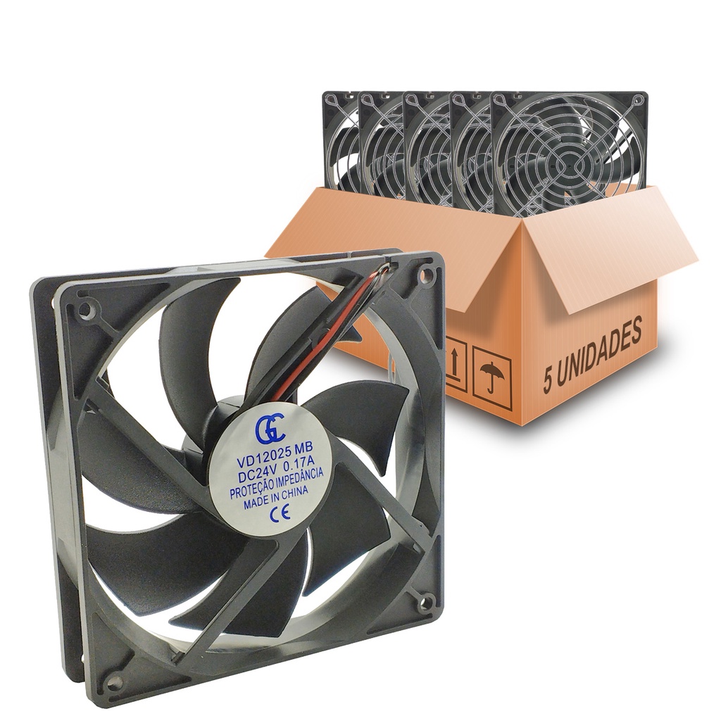 5pcs Ventilador Ventoinha Cooler 120x120x25mm 24v C/ GRADE