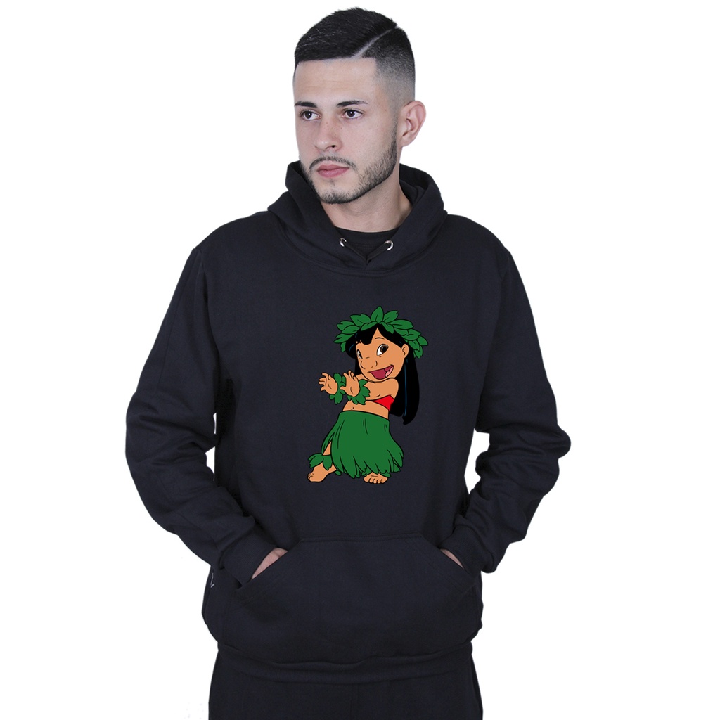 Moletom Unissex Capote Lilo Stitch hawai hula Blusão