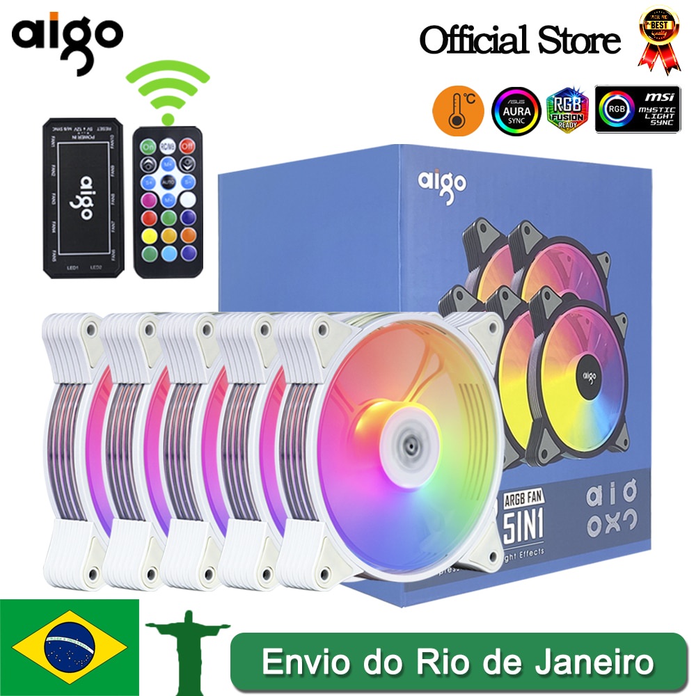 Aigo ar12 branco 120mm rgb ventilador ventilador computador gamer caso kit ventilador cooler 12cm ajustar a velocidade