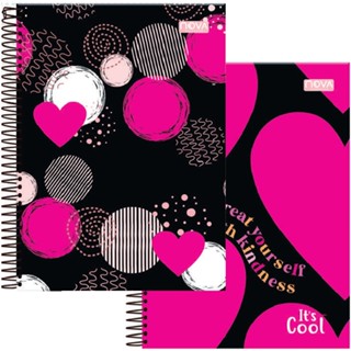 Caderno Colegial 01 Matéria Its Cool Coração 80 folhas - Nova Cadernos