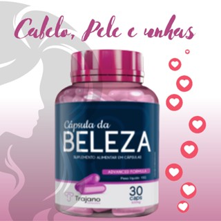 Biotina Cápsulas da beleza Firmeza Crescimento Cabelos 30 Cáps Premium TRAJANO