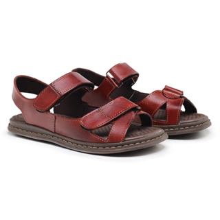 Sandália Masculina Ortopédica Couro Legítimo Confortável Leve Durável Solado Borracha Antiderrapante em Oferta na Shopee