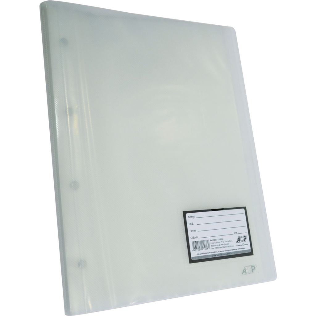 Pasta Catálogo em PP transparente c/10 envelopes e colchetes em Oferta na Shopee