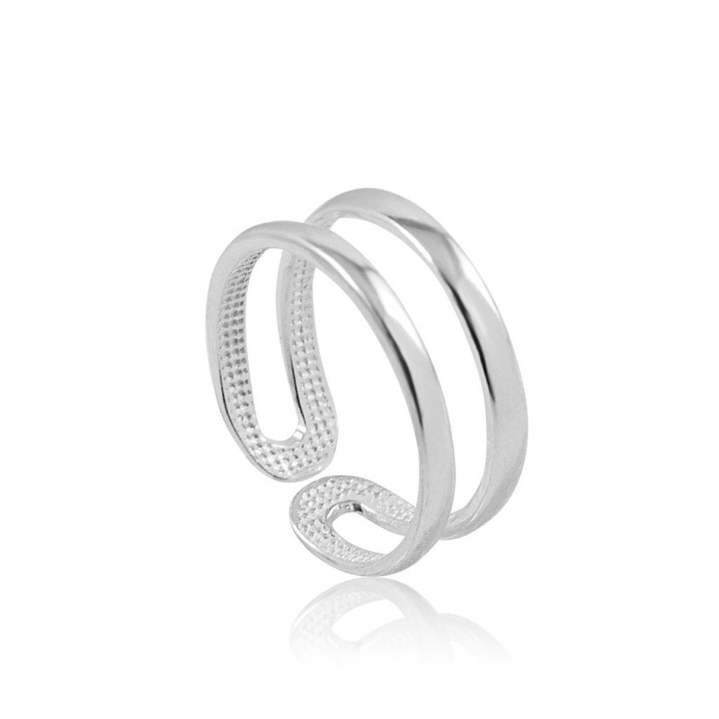 Anel De Prata 925 Legítima Regulavel Fio Duplo Feminino Delicado